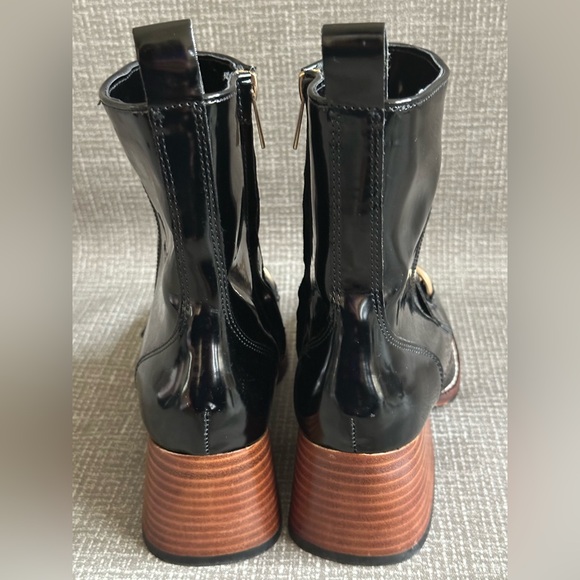 Steve Madden Black Patent Boots Block Heel Size 6 - Picture 4 of 13